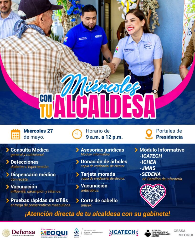 Invitan a aprovechar atención directa y servicios gratuitos en Meoqui en el “Miércoles con tu Alcaldesa”