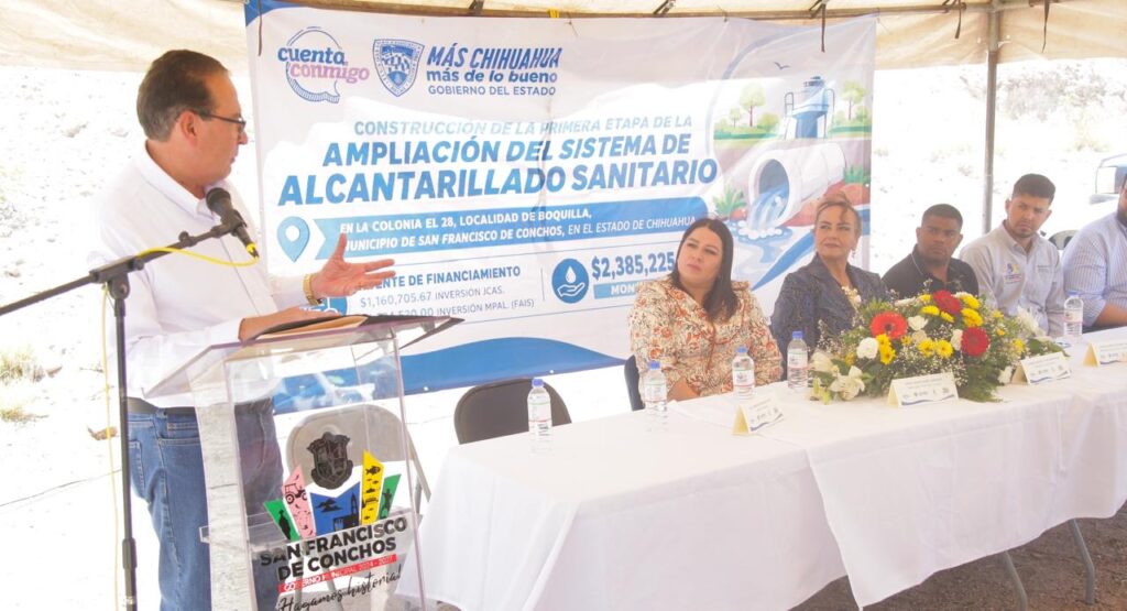 Inaugura JCAS primera etapa de alcantarillado sanitario en San Francisco de Conchos