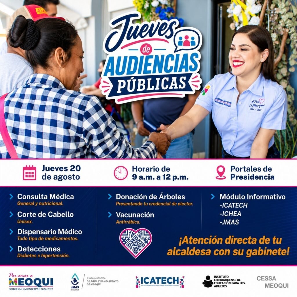Este jueves habrá Audiencias Públicas con el gabinete municipal en Meoqui