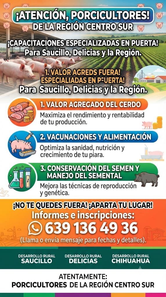 Capacitación especializada para porcicultores de la región Centro-Sur.