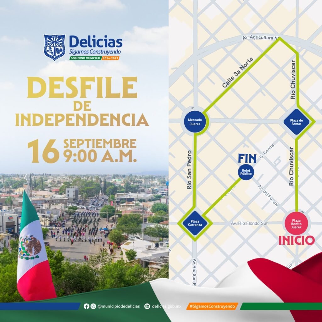 Invita Gobierno Municipal de Delicias a disfrutar del tradicional Desfile de Independencia